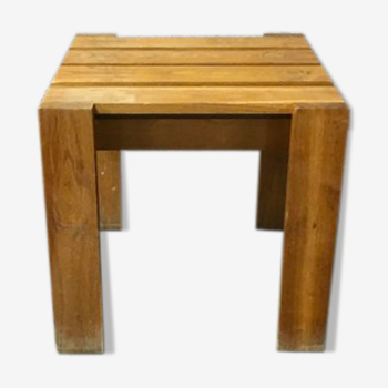 Tabouret carré table d'appoint en bois