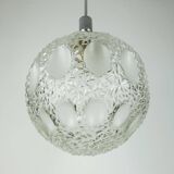 Mid century pendant light richard essig structured glass and chrome 1960s 70s