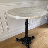 Bistro table, vintage side table, cast iron legs, imitation resin top
