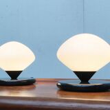 Vintage Swiss marble and glass table lamps by Optelma, set of 2.