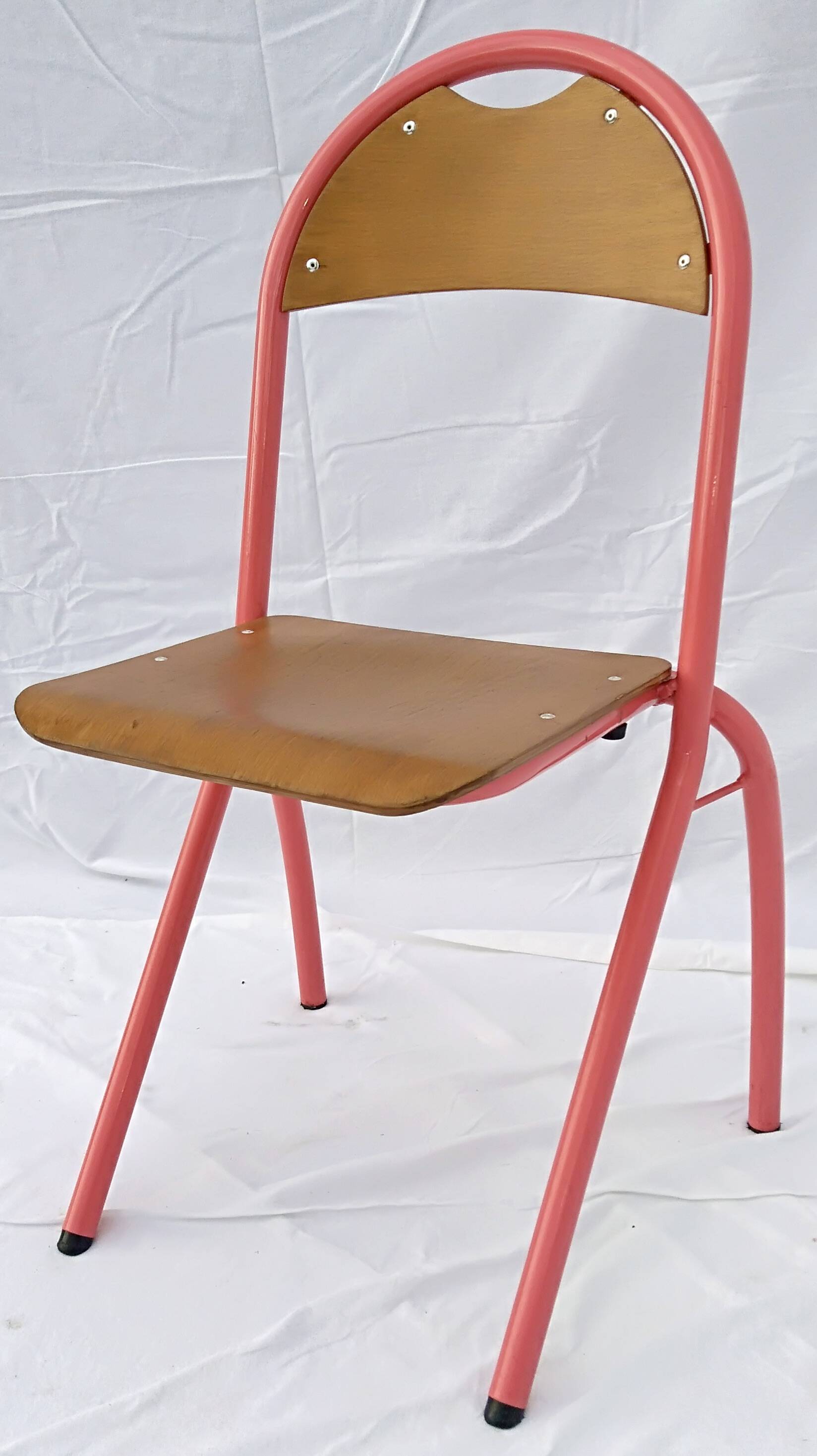 chair tubular structure wooden seat and back