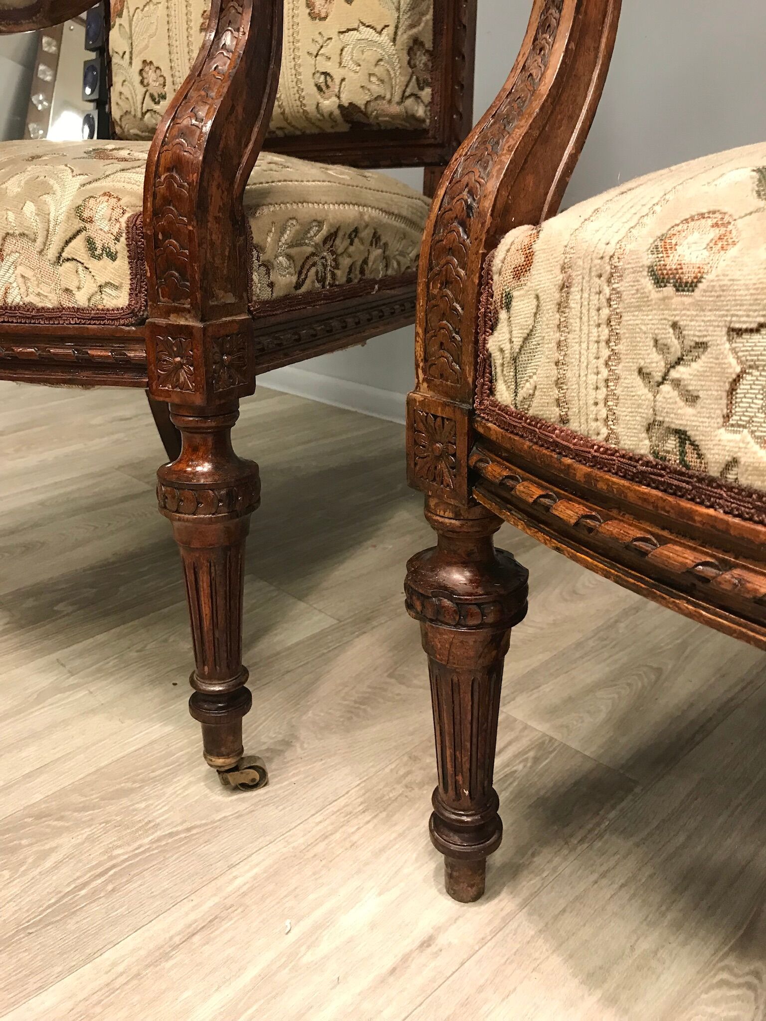 Sofa set and two armchairs, antique 19th century