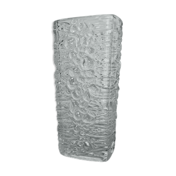 Vintage glass vase bubble texture (Hermanova Hut, 1968)