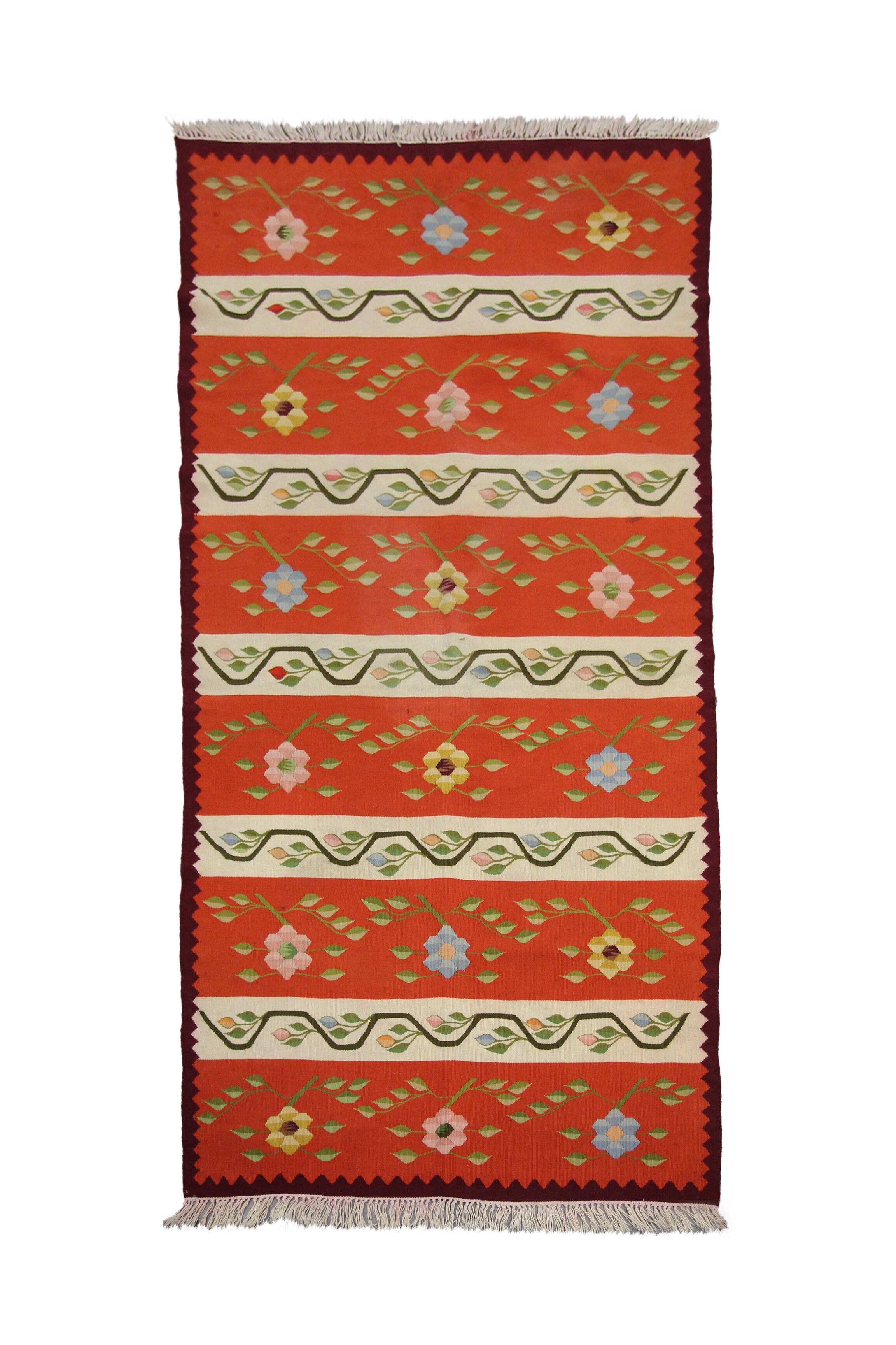 1950s Moldavian Kilim Runner Rug 96 x 200 cm