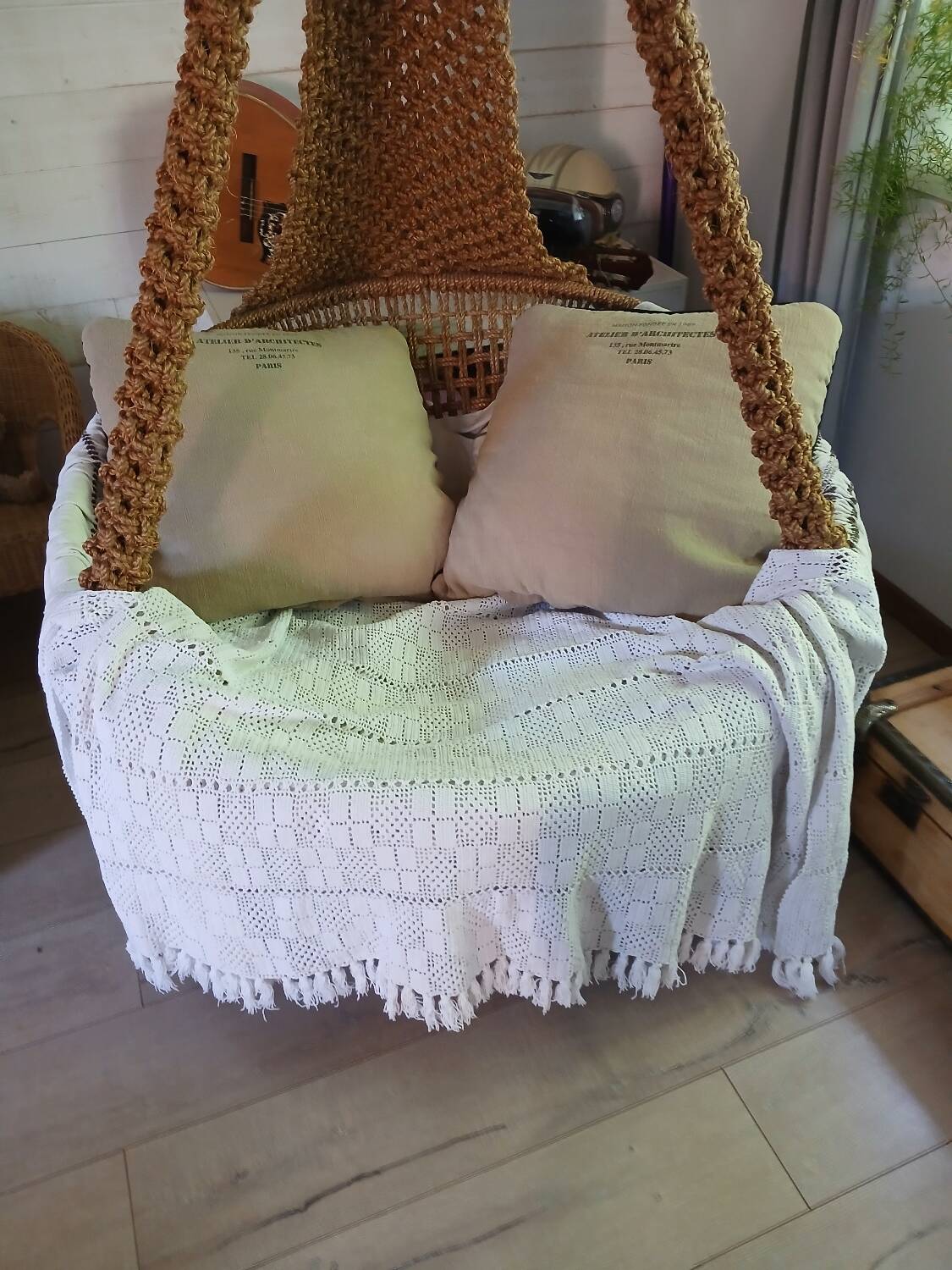 Antique crochet bedspread/plaid