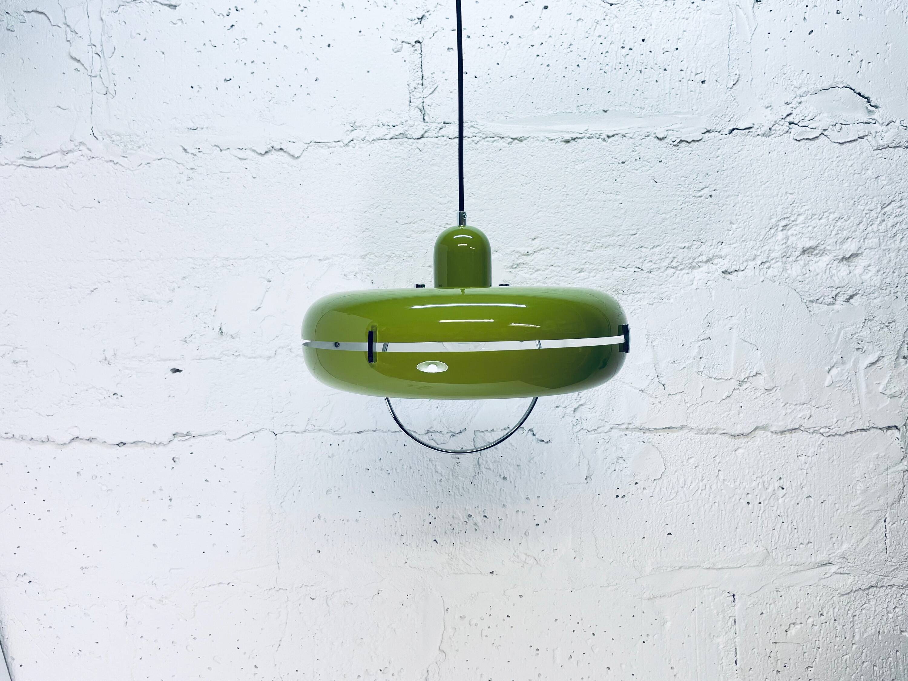 Green hanging lamp, Licht Studio, Italy 1970s