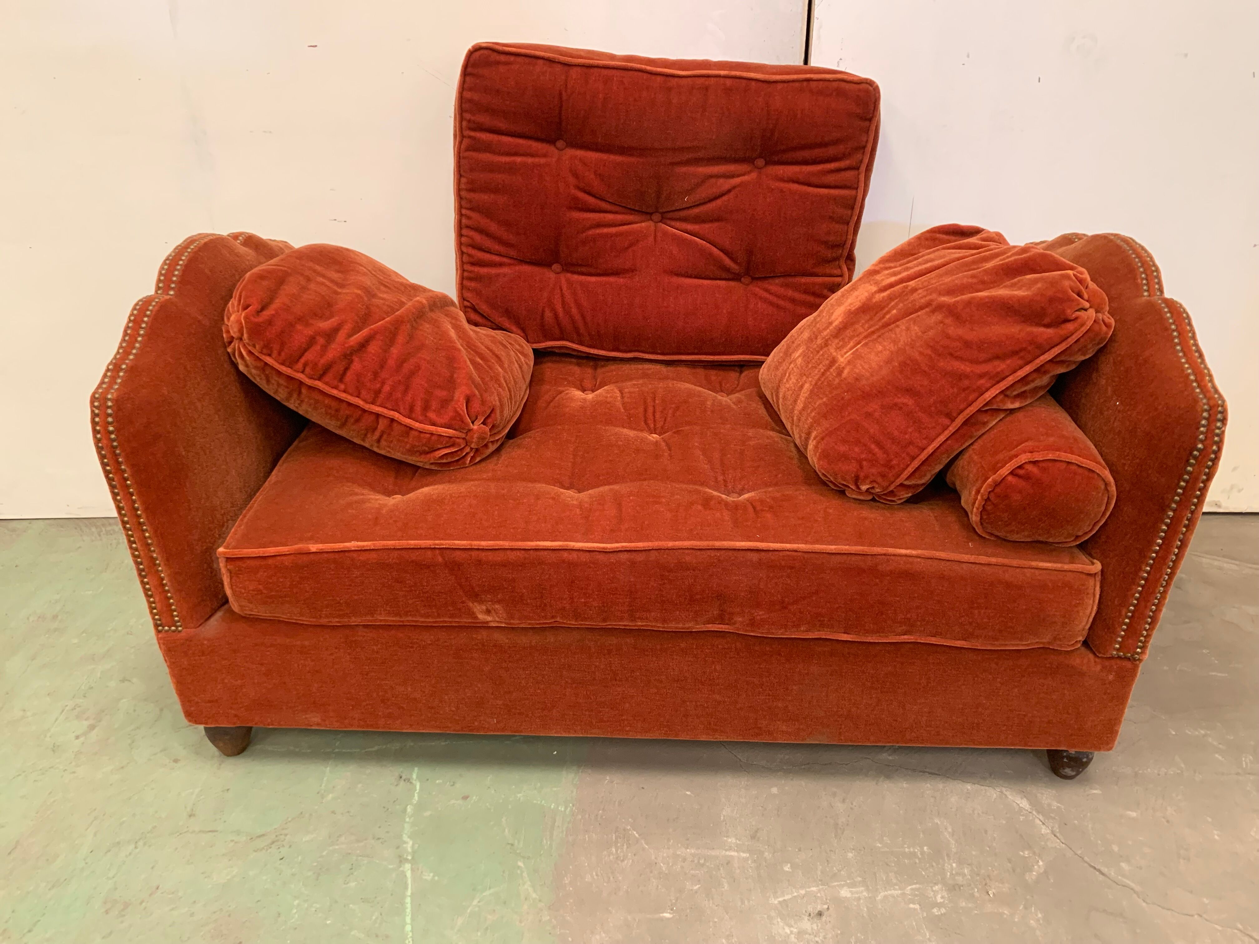 Art Deco velvet bench removable side XX century