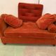 Art Deco velvet bench removable side XX century