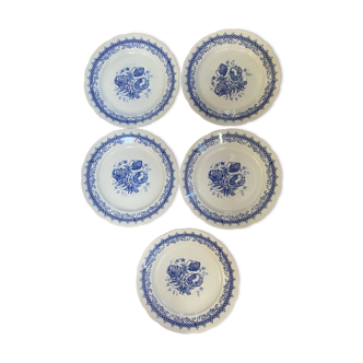 Lot de 5 assiettes plates en terre de fer estampillées Laveno