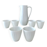 Hutschenreuther Carafe with tumblers, juice jug, white porcelain, Hutschenreuther Exzellenz