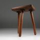 Rustic solid Wooden tripod Stool, France 1940s