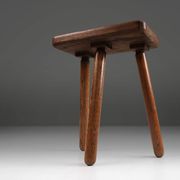 Rustic solid Wooden tripod Stool, France 1940s