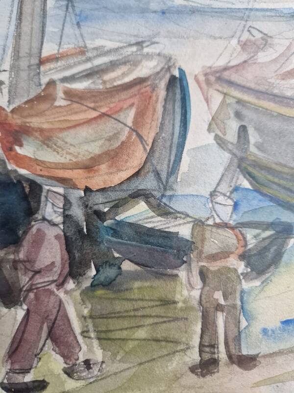 Henri Epstein (1891-1944) - Aquarelle sur papier - Bord de plage - Signée