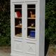 Magnificent old library/display cabinet in fir - white chalk patina.