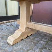 Large stripped monastery table in raw solid oak 225cm 1970