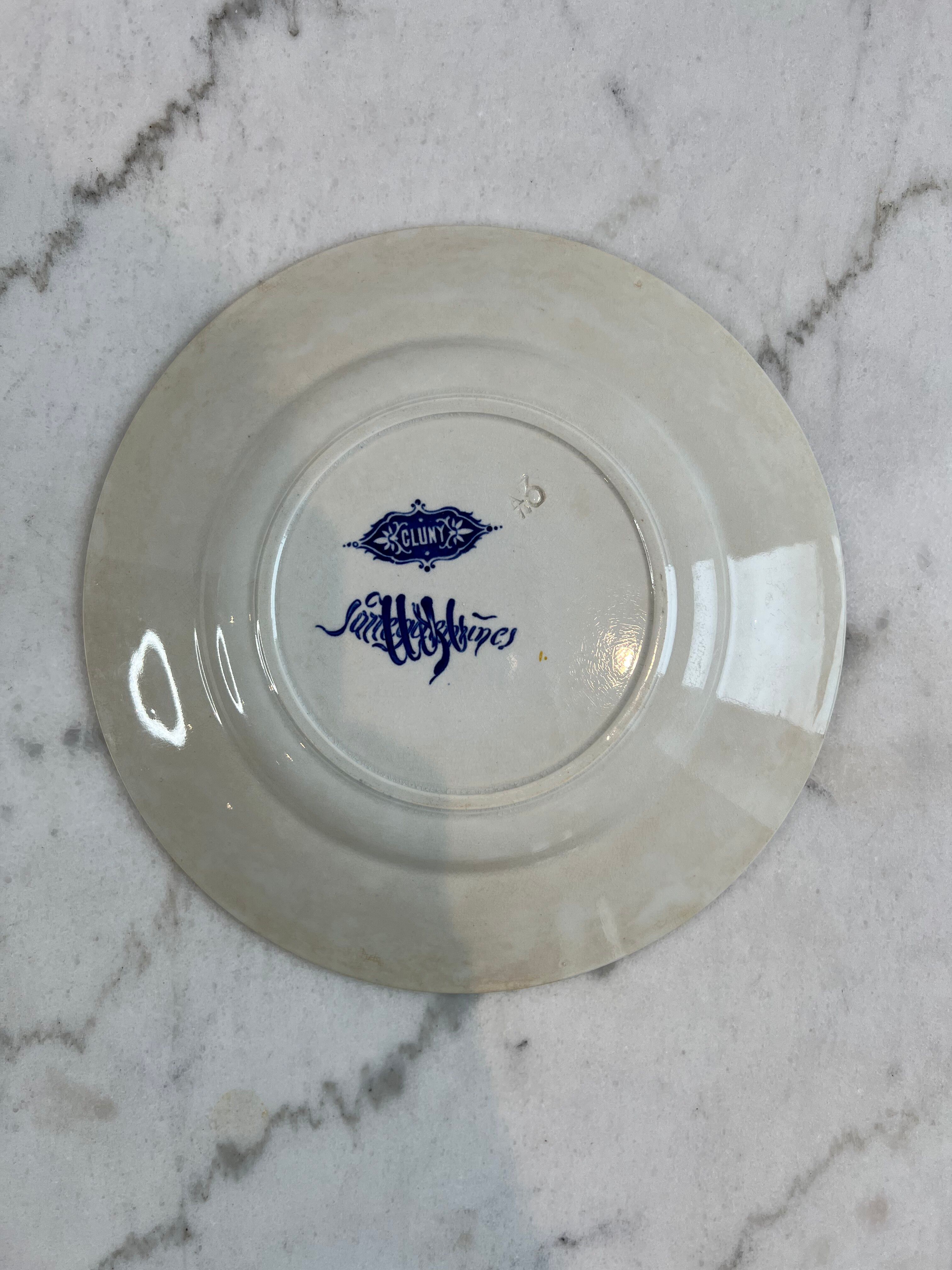 Lot of 6 flat plates, ironstone Sarreguemines Cluny.