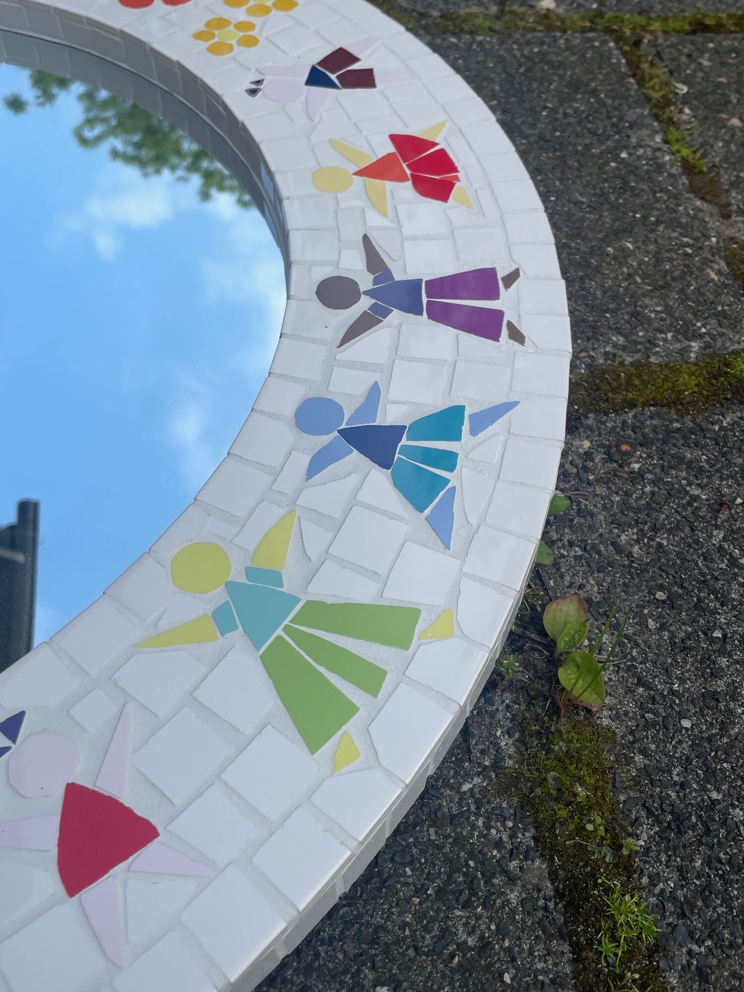 Vintage Mozaik mirror. Children mirror, Childsroom mirror tiles.