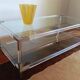 80s Lucite, Glass and Metal Coffee Table