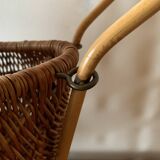 Old wicker dolls' pram - wooden wheels