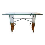 Glass and wrought iron coffee table, Italy 1960