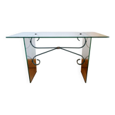 Table basse verre et fer forgé, Italie 1960