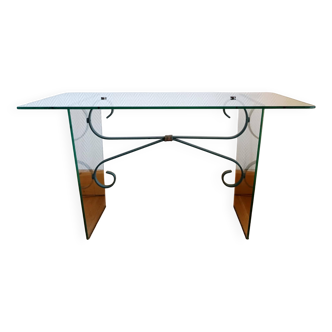 Glass and wrought iron coffee table, Italy 1960