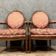 Pair of Louis XVI style armchairs in carved wood circa 1850