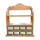 Wooden shelf and spice earthenware
