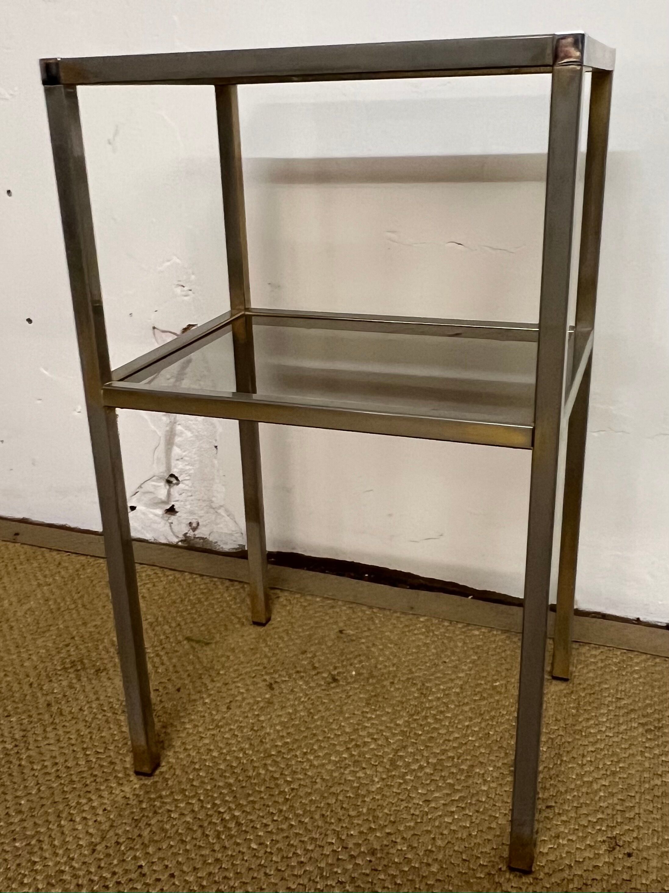 Chrome and smoked glass side table