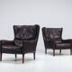 Pair of Durlet lounge chairs brown leather Belgium 1960