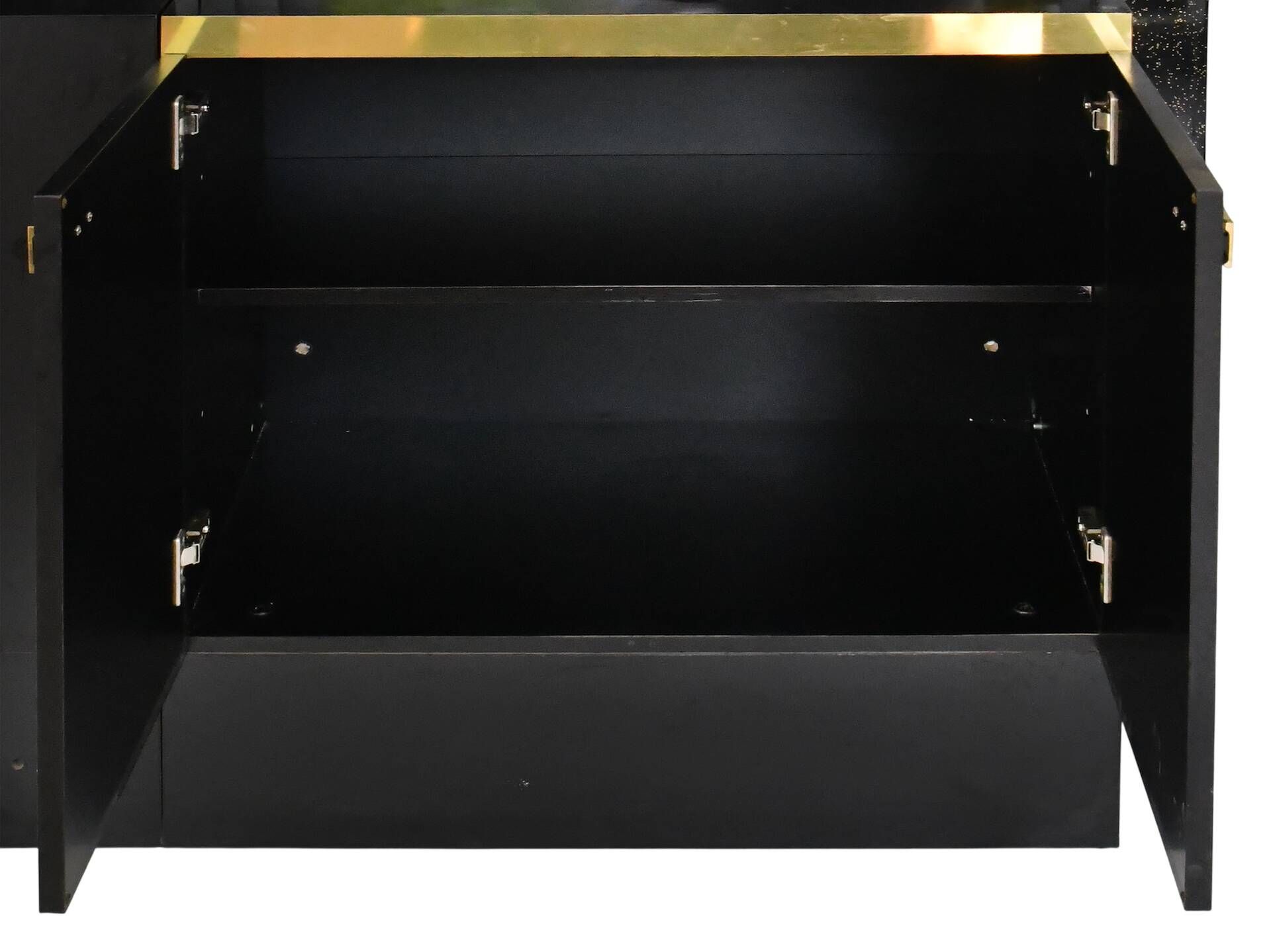 Large bar in black lacquer and gilded brass by Jean-Claude Mahey