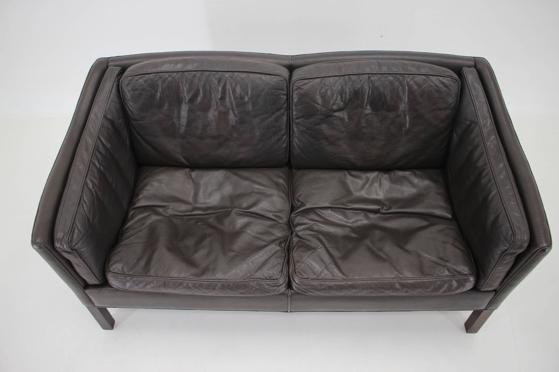 1970s danish 2-seater sofa in dark brown leather