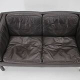 1970s danish 2-seater sofa in dark brown leather