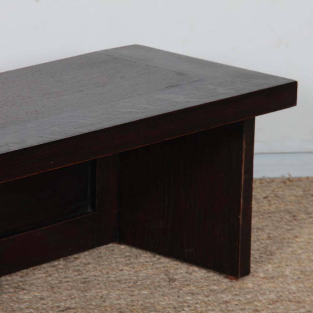 Low oak bench, Breton work from the 1940s.