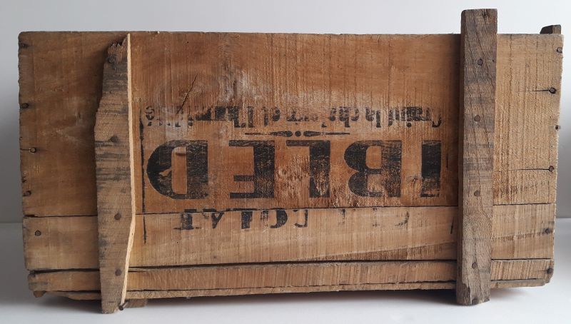 Ibled chocolate box in old wooden transport