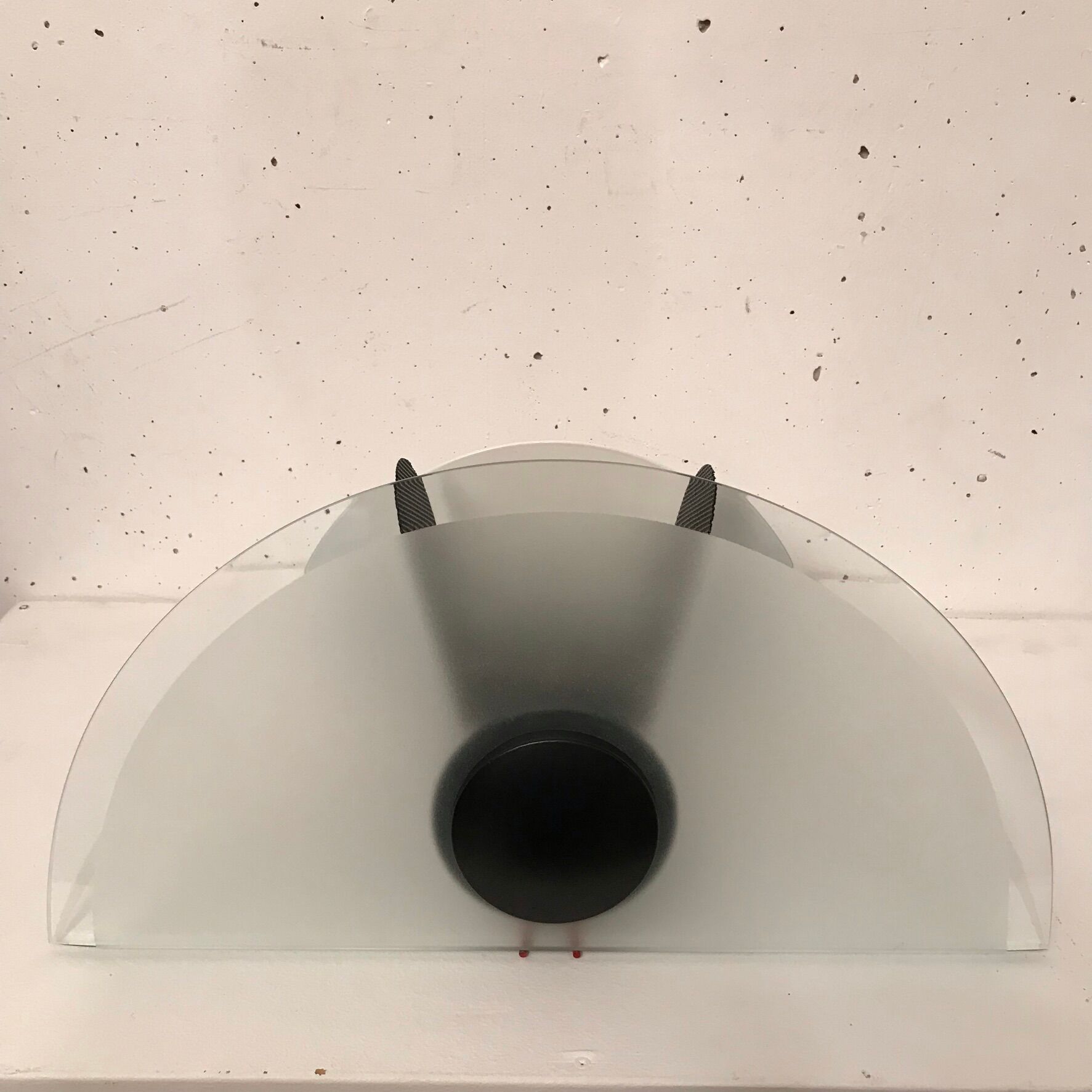 Pair of glass and metal wall lamps, Italy 1980