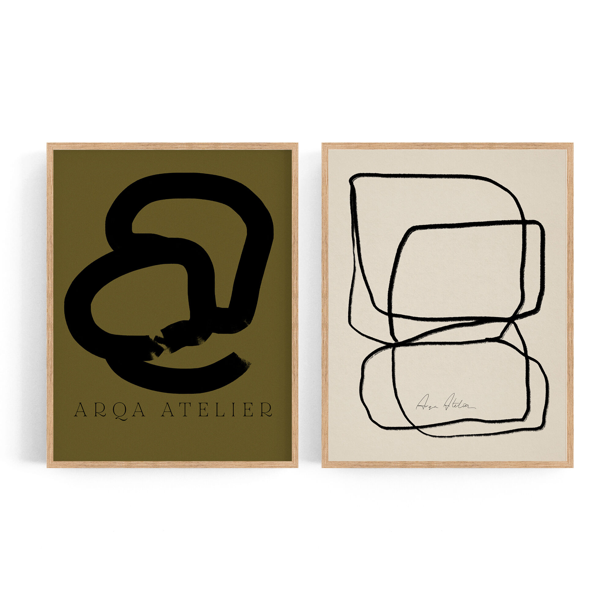 Pair of giclee prints, abstract wall art set of two, 50x70cm