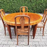 Oval table in cherry wood and zebra wood