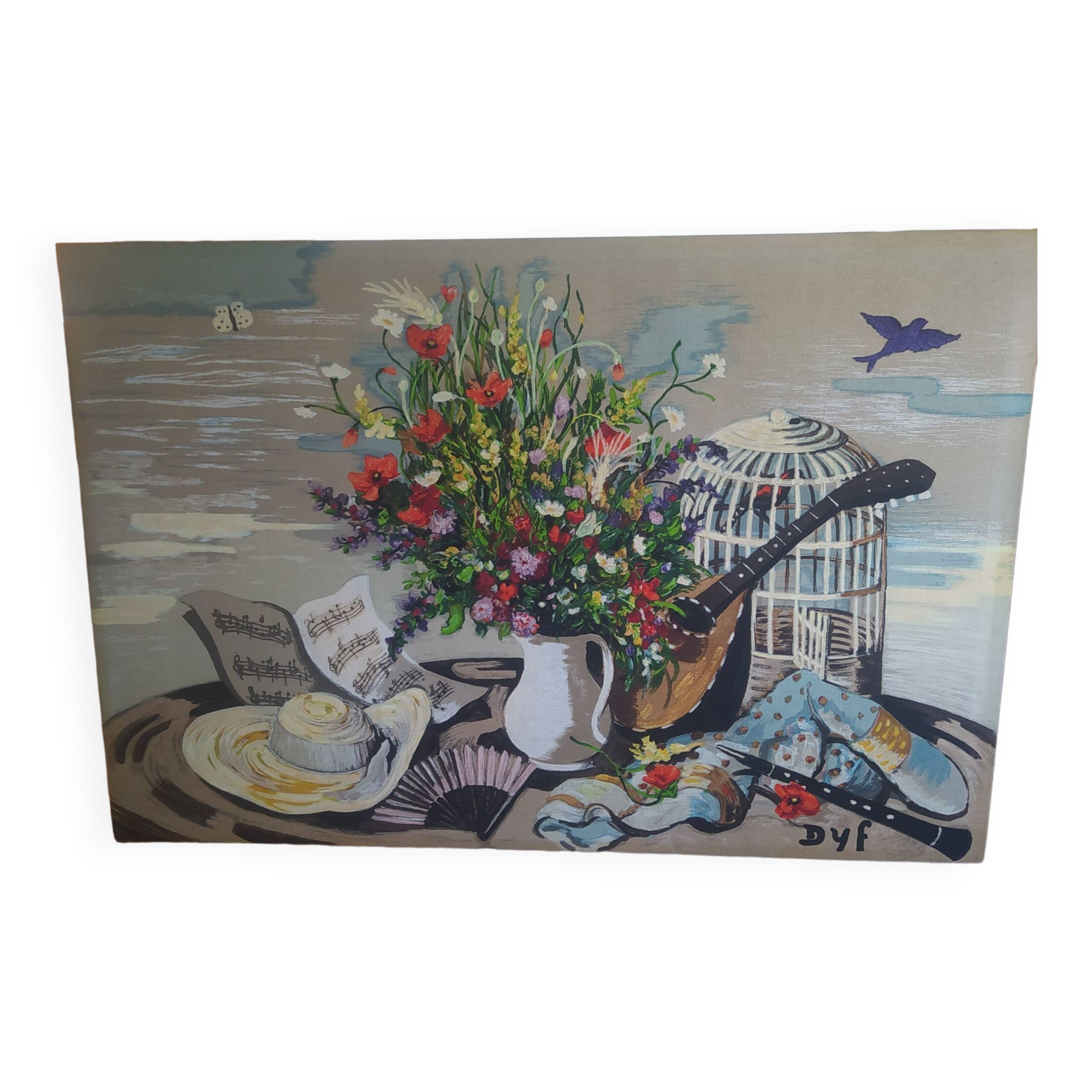 large tapestry 1950/1960 signed Dyf (Marcel Dreyfus)