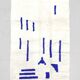 Ecru Beni Ouarain Berber rug with Majorelle blue patterns, 2.60x1.47m