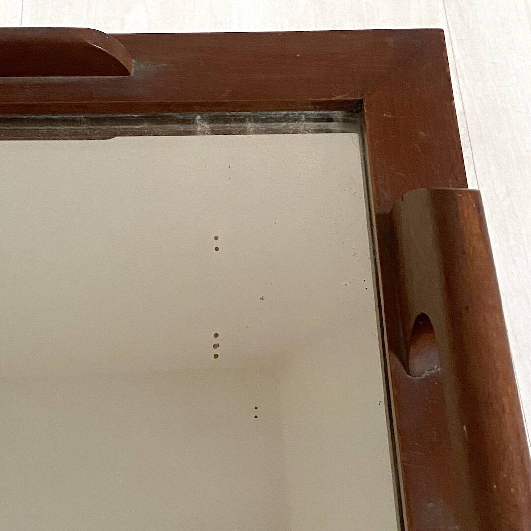 1930s wooden and mirror tray