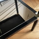 Pair of vintage metal and smoked glass side tables