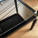 Pair of vintage metal and smoked glass side tables