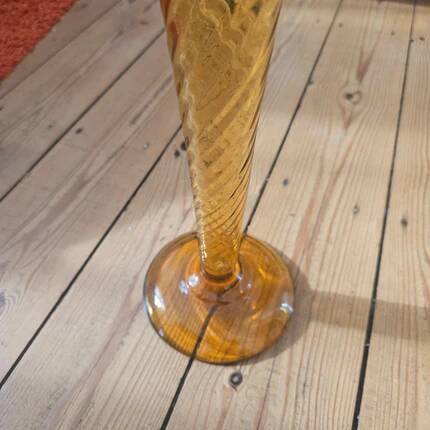 Very large vintage cornucopia vase in gradient red and amber glass - H 53.5 cm