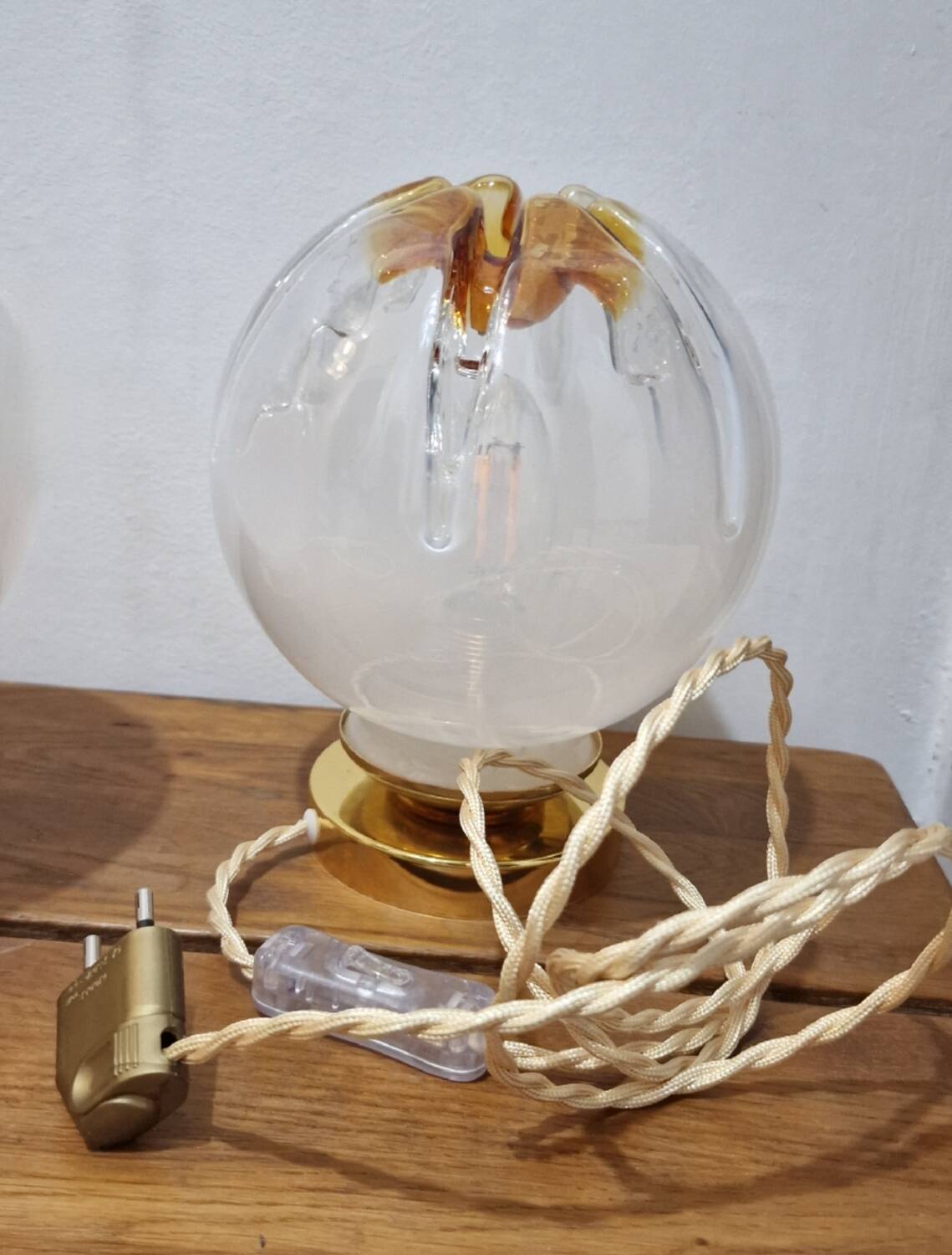 Mazzega globe lamp duo from Murano