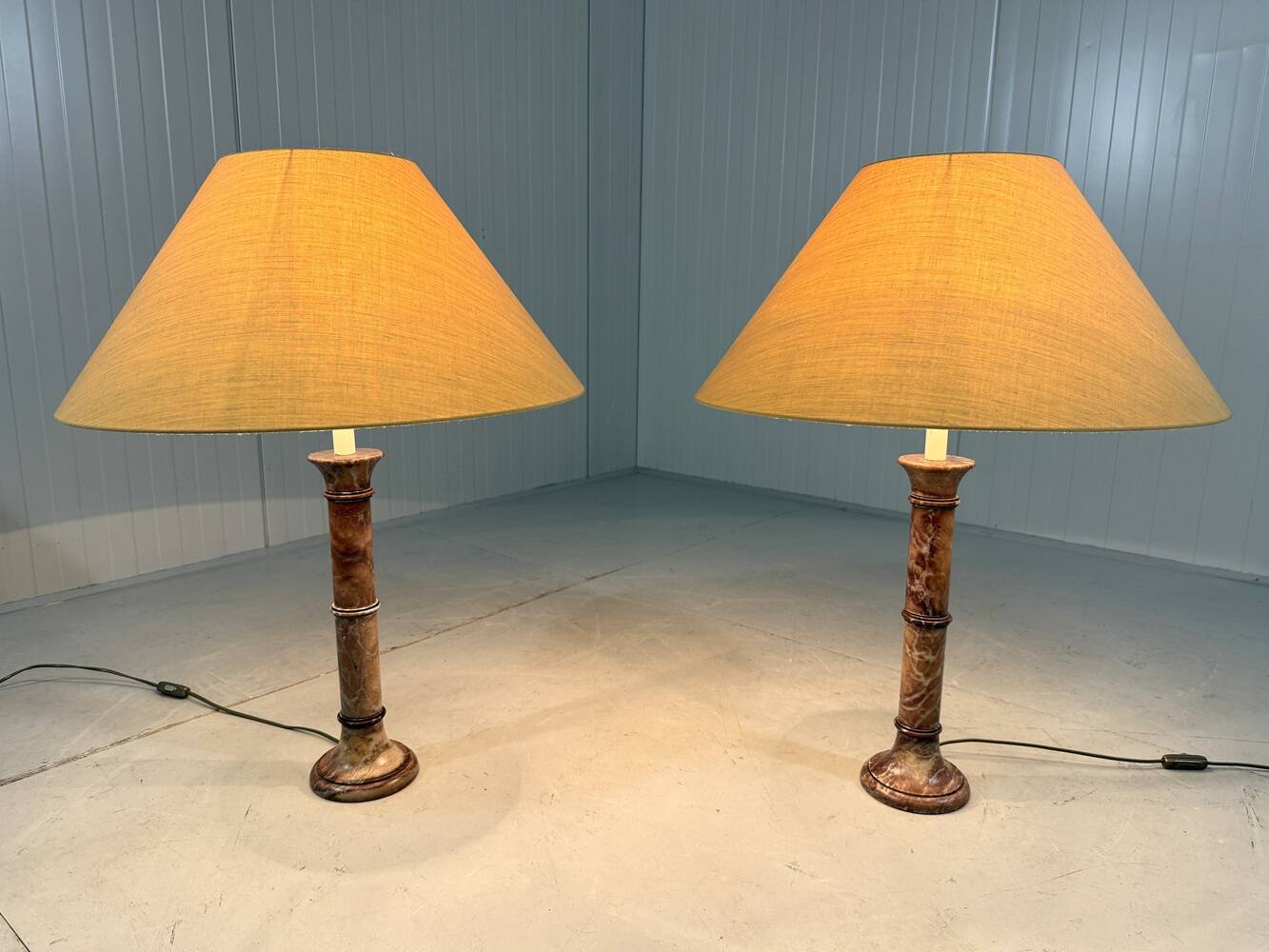 Set of 2 large marble table lamps 1970's