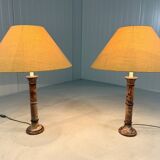 Set of 2 large marble table lamps 1970's