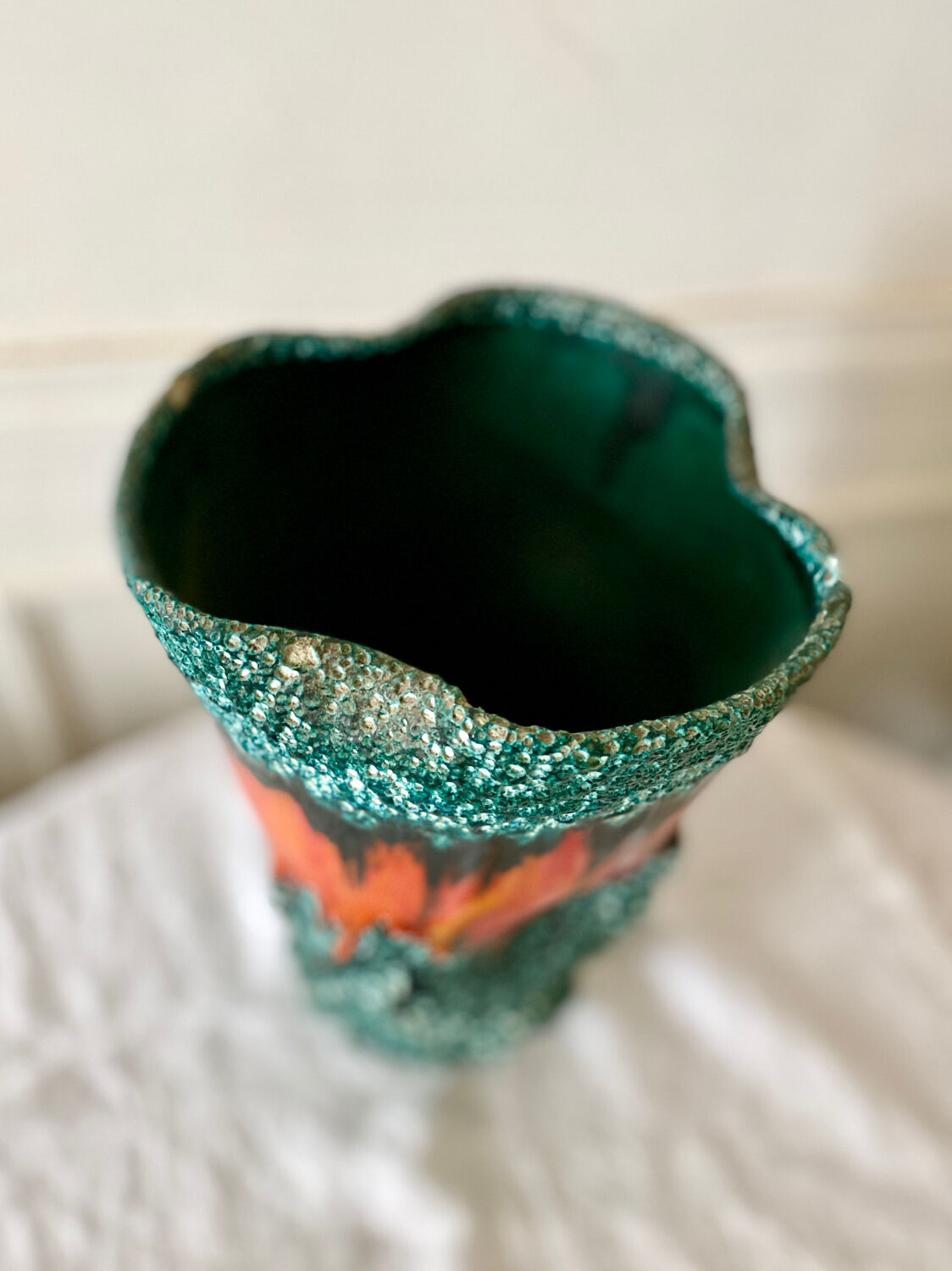 Large Fat Lava Vallauris Sea Foam Vase