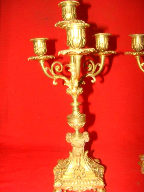 pair of gilded bronze candlesticks with 4 candle holders in "Louis XVI" style, 19th century
