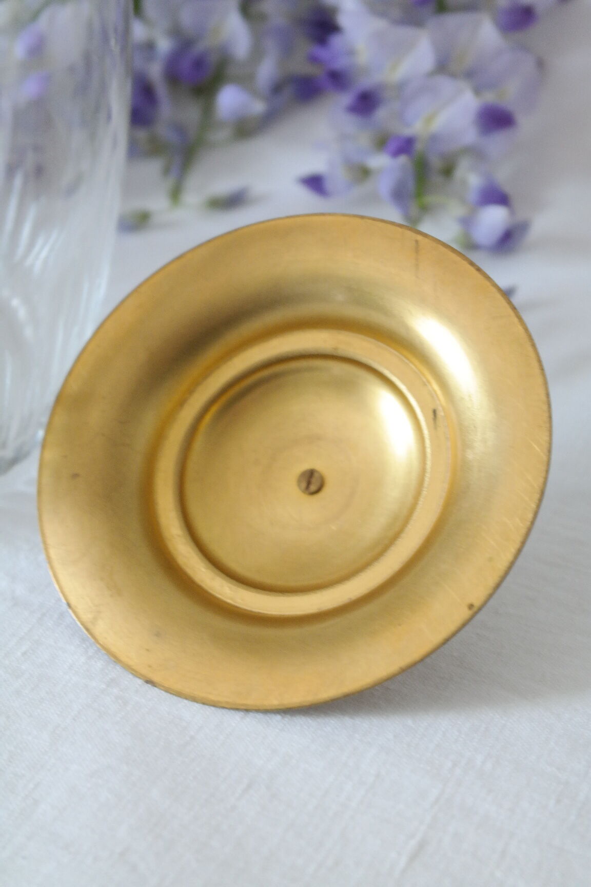 Old glass and brass cookie bucket